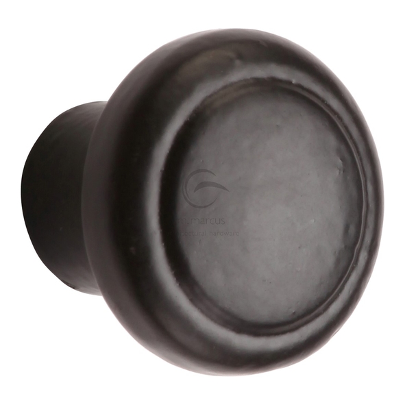 FB3990 32 • 32 x 30mm • Smooth Black Iron • Heritage Brass Flat Faced Bun Cabinet Knob